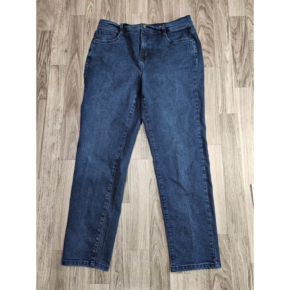 Style & Co Slim Leg Jeans Women 12P Blue Stretch Dark Wash Petite Denim